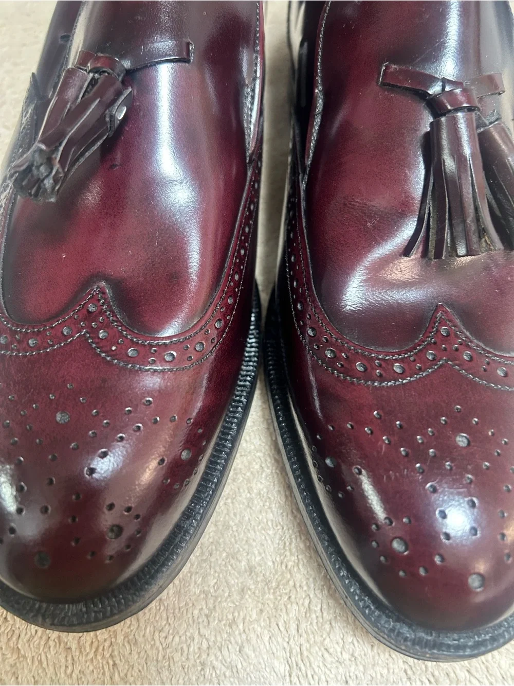 CROWN EXECUTIVE COLLECTION leather wingtip tassel brogue style loafers sz 10 NEW